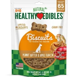 Nylabone Healthy Edibles Natural Grain-Free Biscuits Dog Biscuits Treats - Peanut Butter/A - 12 Oz