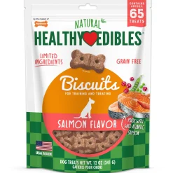 Nylabone Healthy Edibles Biscuits Grain Free Dog Treats Salmon - 12 Oz