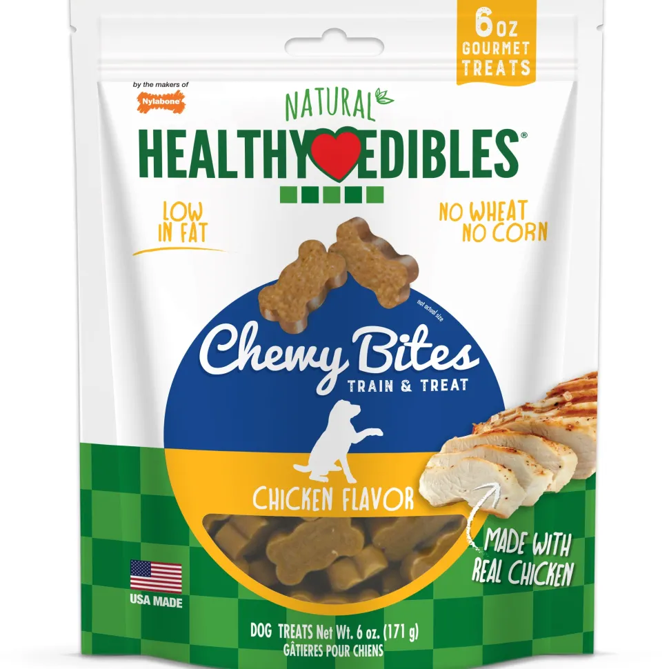 Nylabone Healthy Edibles Chewy Bites Dog Training Treats Chicken - 6 Oz