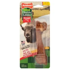 Nylabone Healthy Edibles Wild Natural Chew Dog Biscuits Treats - Bison - Large