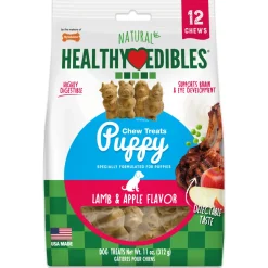 Nylabone Healthy Edibles Puppy Natural Long Lasting Dog Chew Treats Lamb & Apple - Small/Regular - 12 Count