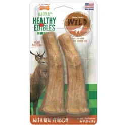 Nylabone Healthy Edibles WILD Antler Natural Long Lasting Venison Flavor Dog Chew Treats Antler - Medium/Wolf - 2 Count