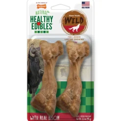 Nylabone Healthy Edibles WILD Natural Long Lasting Bison Flavor Dog Chew Treats Wild Bone - Medium/Wolf - 2 Count