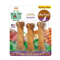 Nylabone Healthy Edibles All-Natural Long Lasting Chew Treats Variety Pack - Petite - Up To 15 lb - 3 Count
