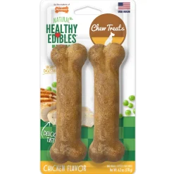 Nylabone Healthy Edibles All-Natural Long Lasting Chicken Flavor Dog Chew Treats 2 Count Chicken - Medium/Wolf