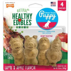 Nylabone Healthy Edibles Puppy Natural Long Lasting Dog Chew Treats Lamb & Apple - Small/Regular - 4 Count