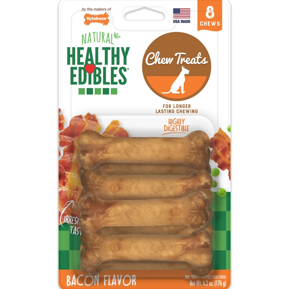 Nylabone Healthy Edibles All-Natural Long Lasting Bacon Flavor Chew Treats 8 Count Bacon - Extra Small/Petite