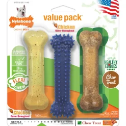 Nylabone Healthy Edibles and Flexi Chew Value Pack Flexi & Edibles Variety - Small/Regular - 3 Count