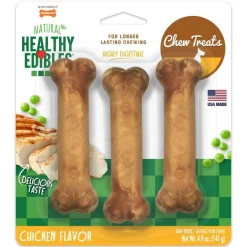 Nylabone Healthy Edibles Natural Chew Dog Biscuits Treats - Chicken - Reg - 3 Pack