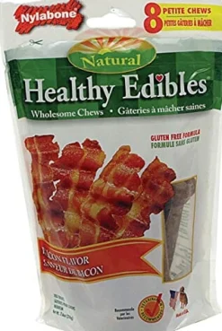 Nylabone Healthy Edibles Natural Chew Dog Biscuits Treats - Bacon - Petite - 8 Pack