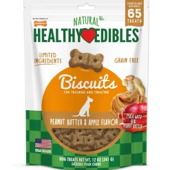 Nylabone Healthy Edibles Biscuits Grain Free Dog Treats Peanut Butter & Apple - 12 Oz