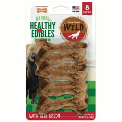 Nylabone Healthy Edibles Wild Natural Chew Dog Biscuits Treats - Bison - Small - 8 Pack