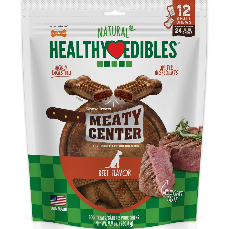 Nylabone Healthy Edibles Meaty Center Natural Dog Treats Beef - Small - 12 Count