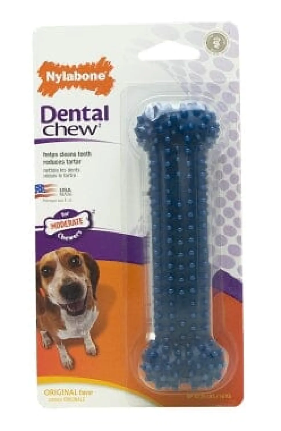 Nylabone Moderate Chew Dental Dog Bone - Reg