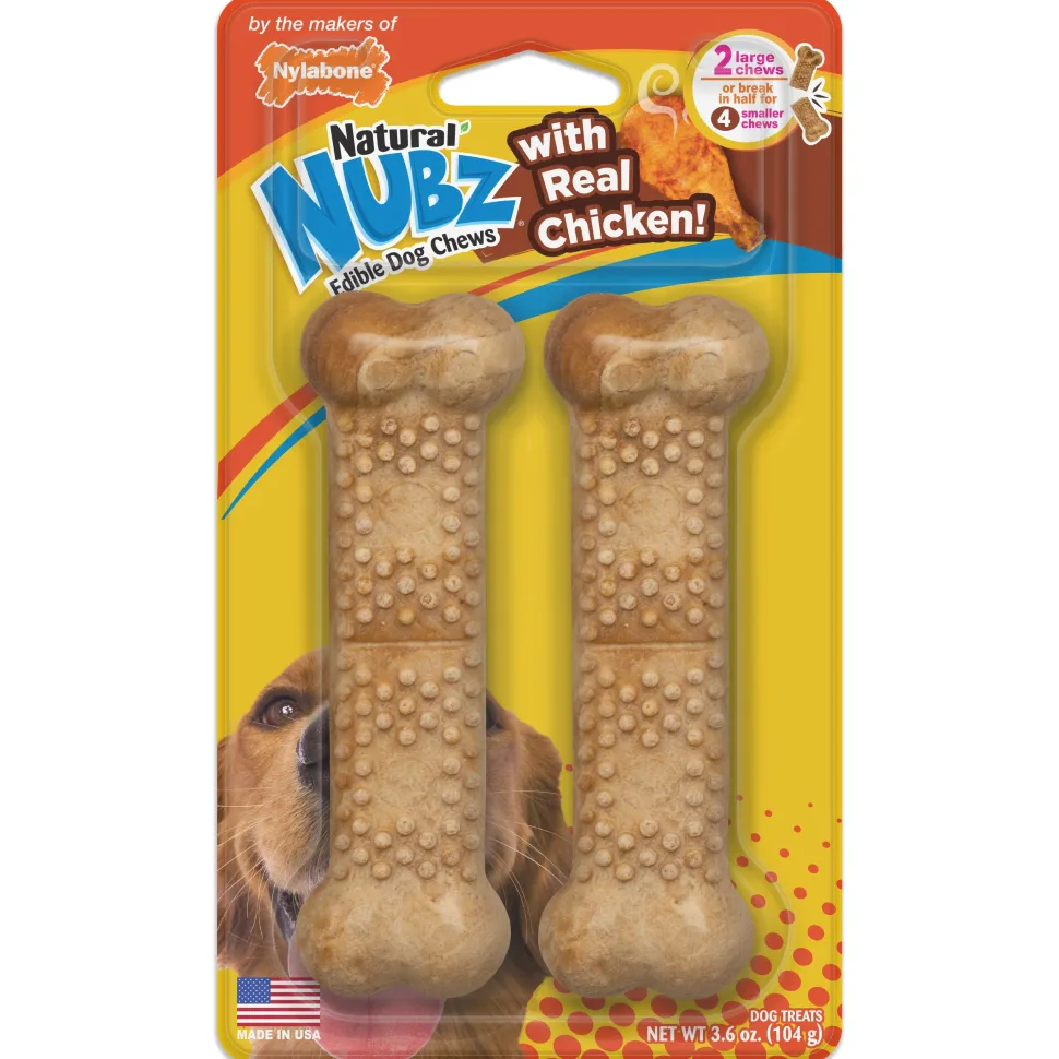 Nylabone Natural Nubz Chicken Dog Treats 2 count - Large - 30+ Ibs.