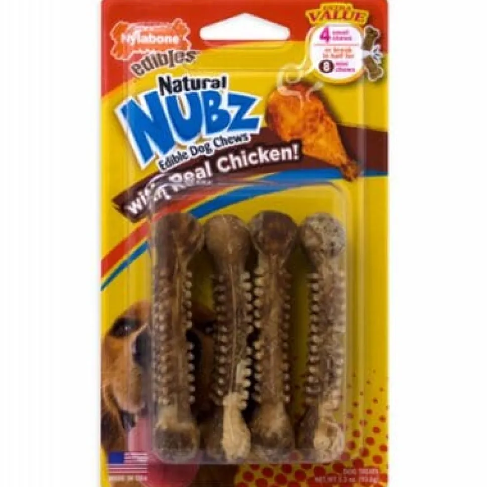 Nylabone Nubz Edibles Chew Dog Dental and Hard Chews - Chicken - Small - 4 Pack