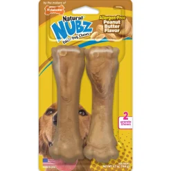 Nylabone Nubz Natural Dog Treats – Allergen-Free Peanut Butter Flavor 2 Count - Large
