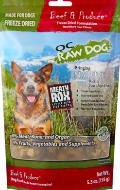 OC RAW Beef & Produce Meaty Rox Freeze-Dried Dog Treats - 5.5 Oz