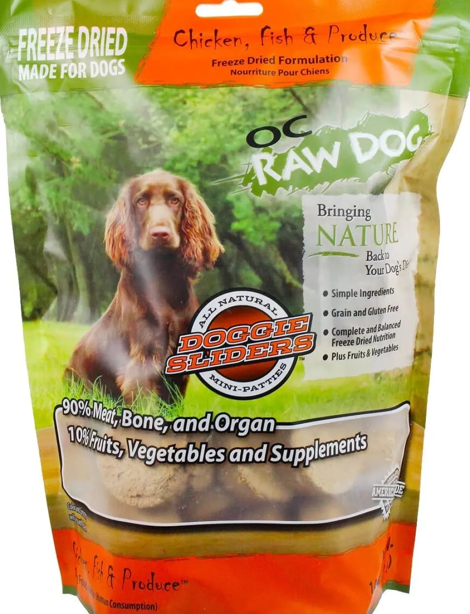 OC Raw Chicken, Fish, & Produce Sliders Freeze-Dried Dog Treats - 14 Oz Bag