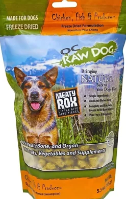 OC RAW Chicken, Fish & Produce Meaty Rox Freeze-Dried Dog Treats - 5.5 Oz