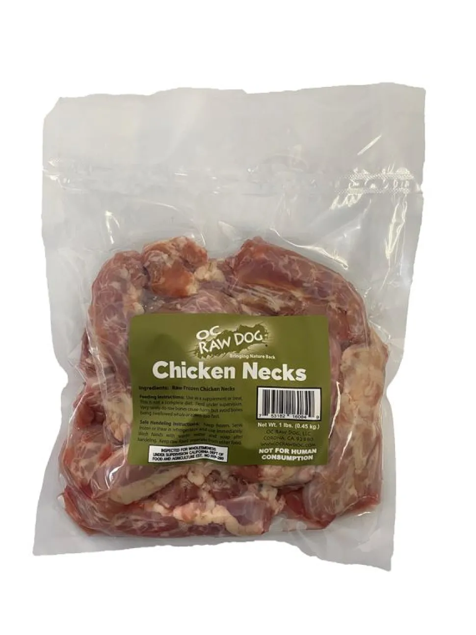 OC RAW Chicken Necks Natural Dog Treats - 1 Lb