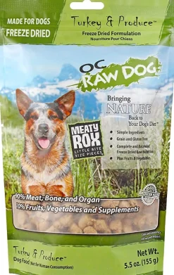 OC RAW Turkey & Produce Meaty Rox Freeze-Dried Dog Treats - 5.5 Oz