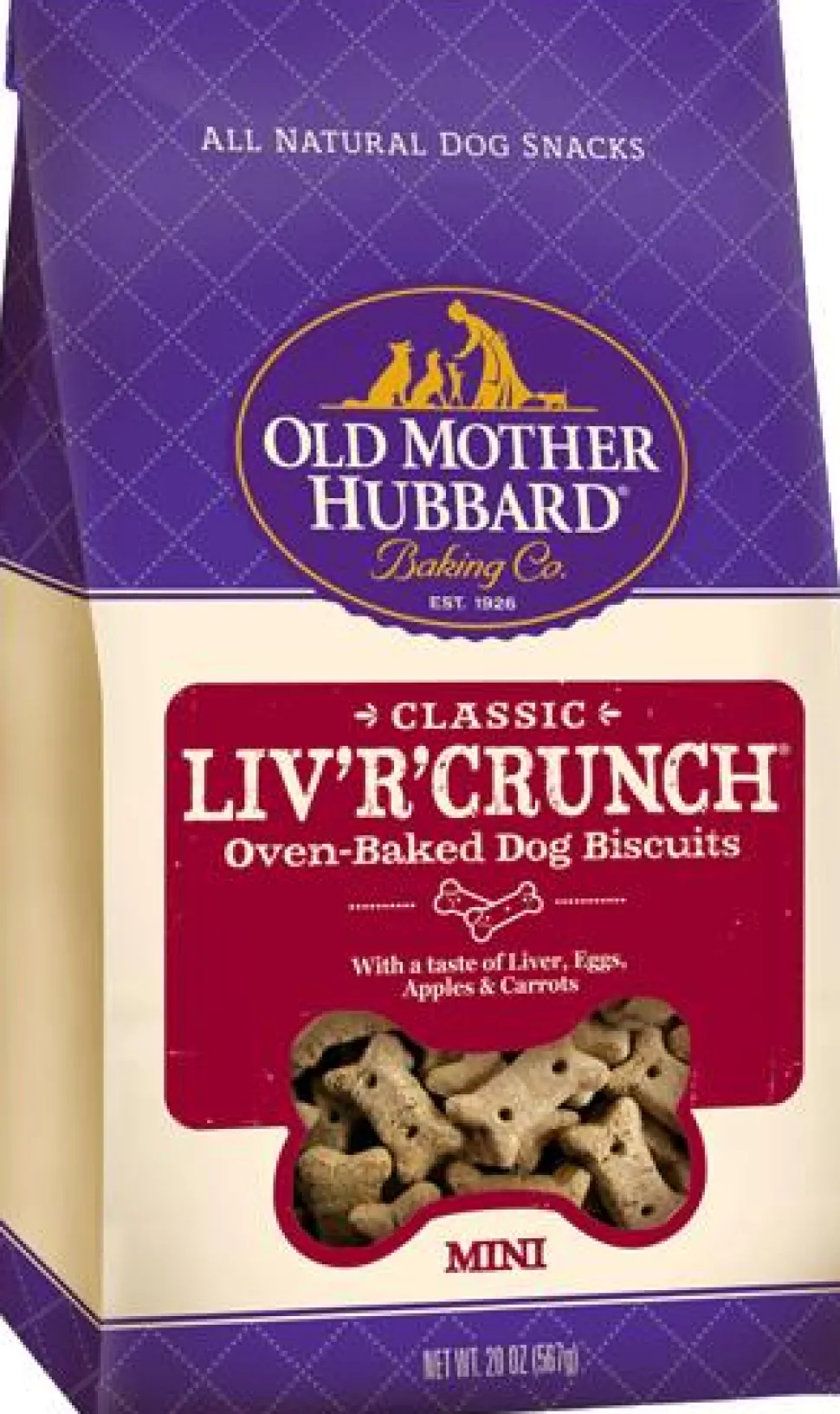 Old Mother Hubbard Liv'R'Crunch Carrot Liver and Apple Mini Baked Dog Biscuits - 20 Oz