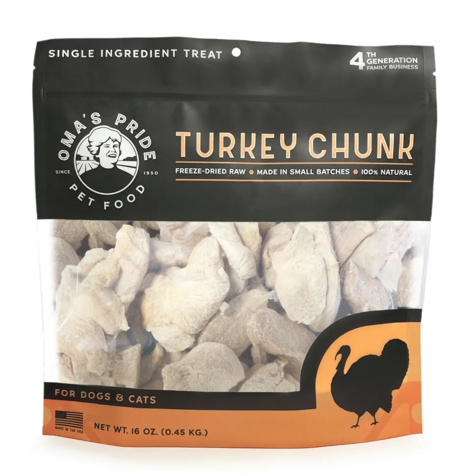 Omas Pride Turkey Breast Chunks Freeze-Dried Natural Cat and Dog Chews