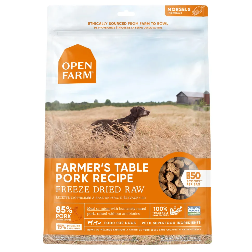 Open Farm Farmer's Table Pork Recipe Freeze-Dried Raw Dog Food - 22 Oz