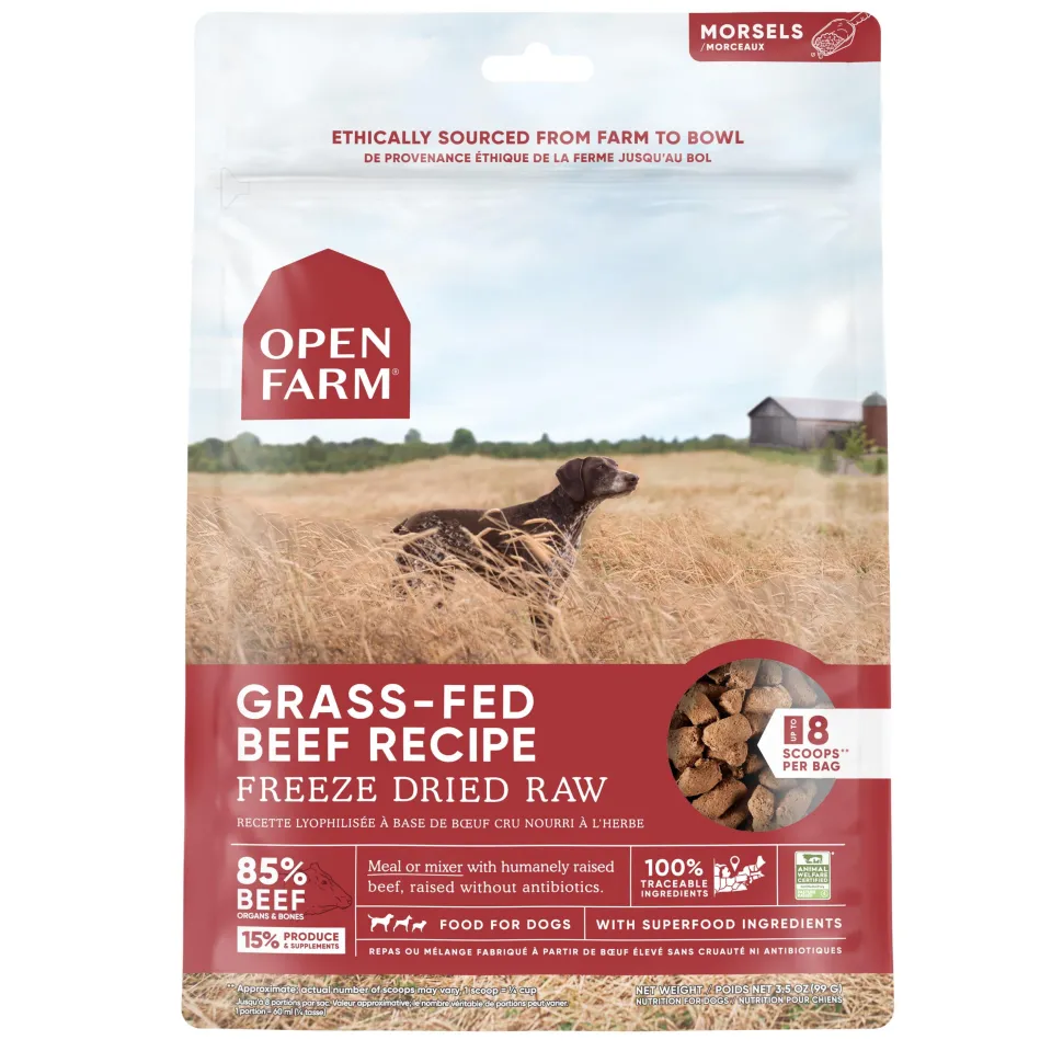 Open Farm Grass-Fed Beef Morsals Freeze-Dried Raw Dog Food - 3.5 Oz