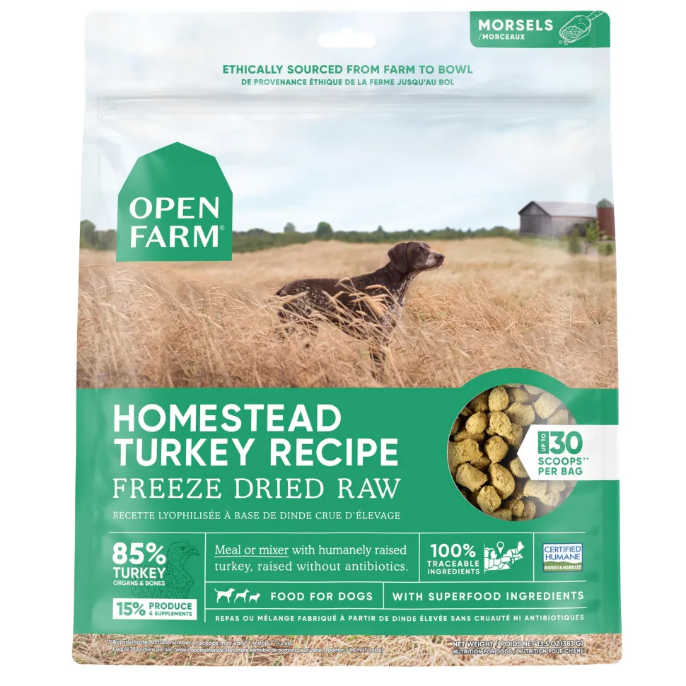 Open Farm Homestead Turkey Recipe Freeze-Dried Raw Dog Food - 13.5 Oz