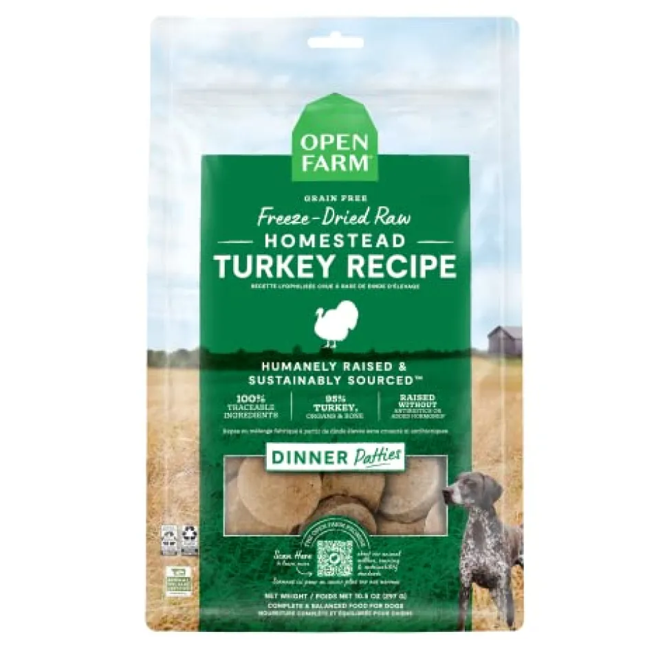 Open Farm Homestead Turkey Patties Freeze-Dried Raw Dog Food - 17.5 Oz