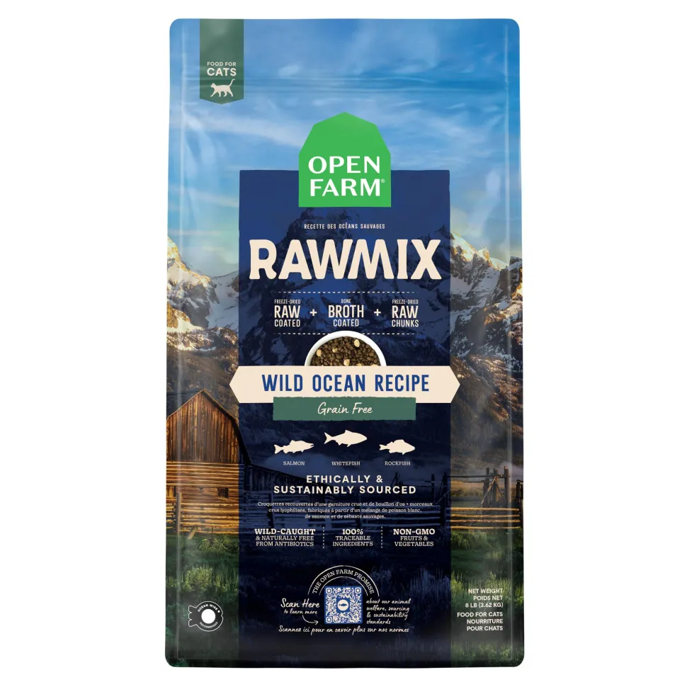 Open Farm RawMix Grain-Free Wild Ocean Recipe Dry Cat Food - 8 Lbs