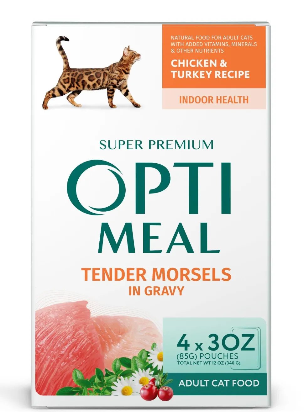 Optimeal Chicken and Turkey Recipe Tender Morsels in Gravy Indoor Wet Cat Food - 12 Oz - Case of 6
