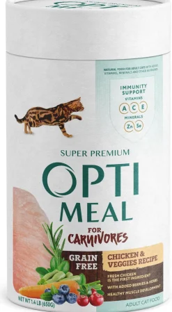 Optimeal for Carnivores Grain Free Chicken & Veggies Recipe Adult Cat Dry Food