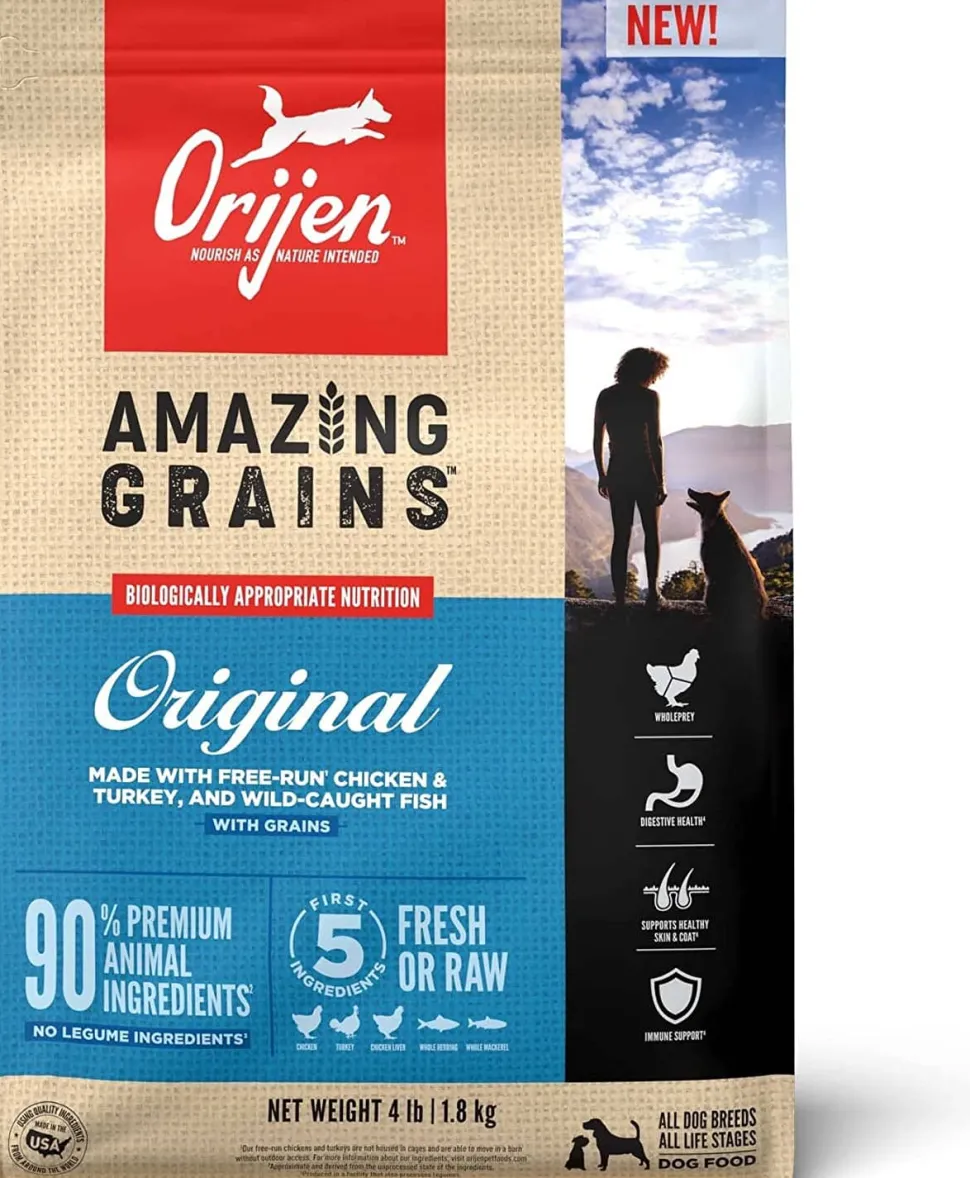 Orijen Amazing Grains Original Dry Dog Food - 4 lb Bag