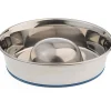 OurPets Premium Stainless Steel Slow Feed Dog Bowl - Silver - Small