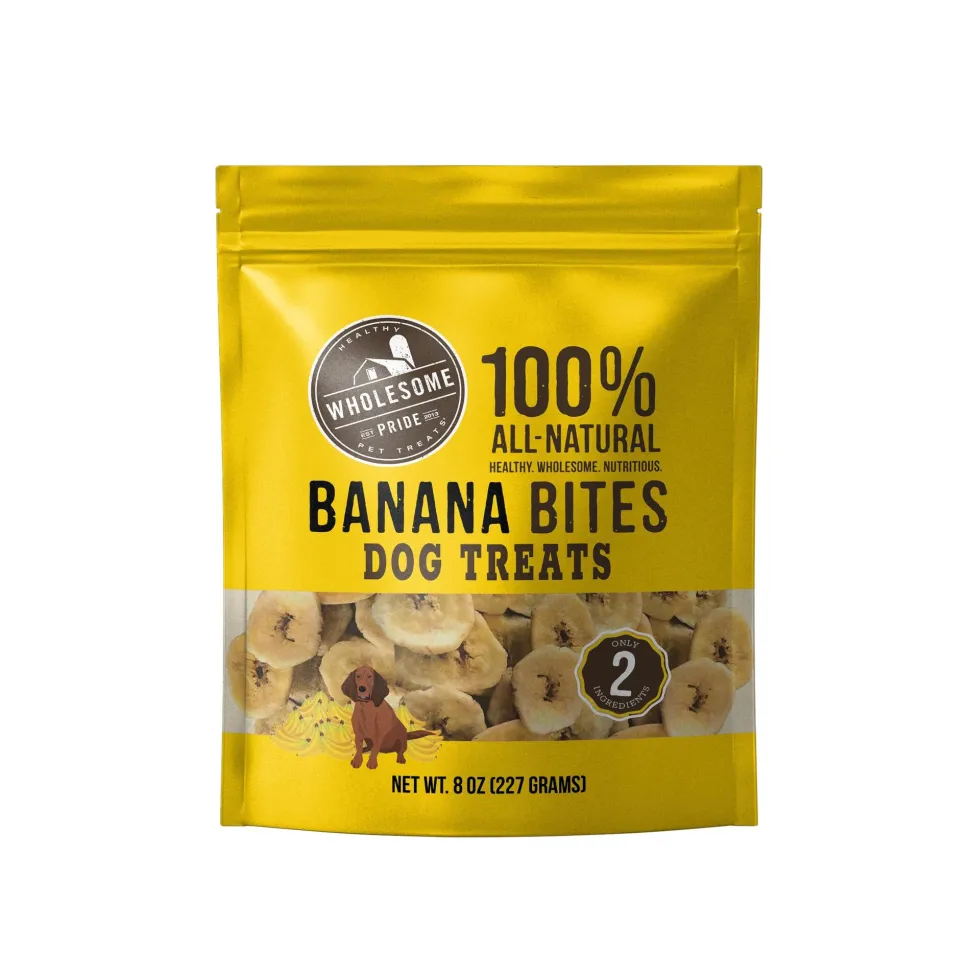 Outward Hound 100% Natural Banana Bites Crunchy Dog Treats - 8 Oz