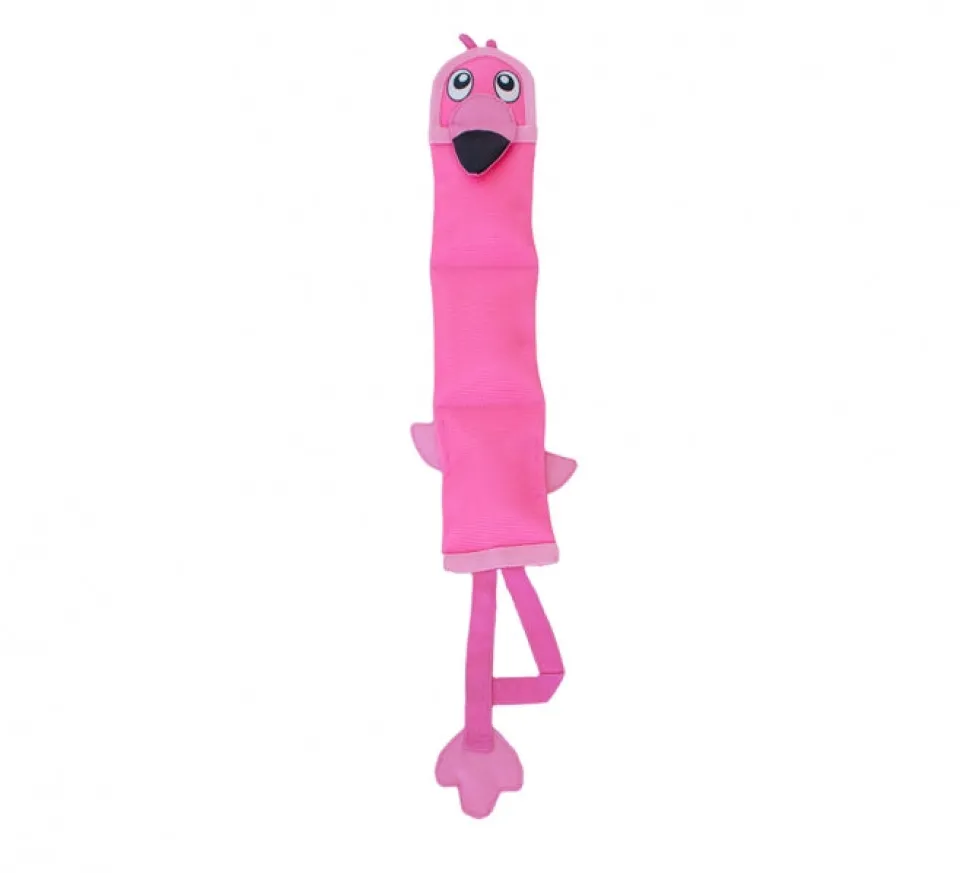 Outward Hound Fire Biterz Tropical Flamingo Squeak and Plush Durable Nylon Dog Toy - Large