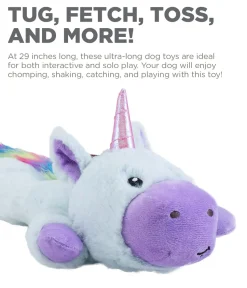 Outward Hound Longidude Unicorn Squeak and Tug Nylon and Plush Dog Toy - Extra Long