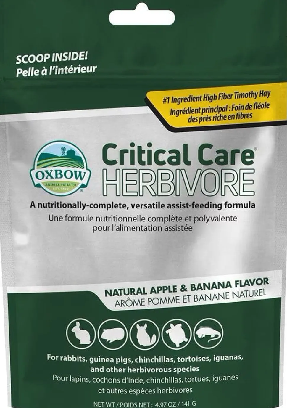 Oxbow Critical Care Herbivore Apple-Banana Flavor Small-Pet Health Supplement - 141-gm bag