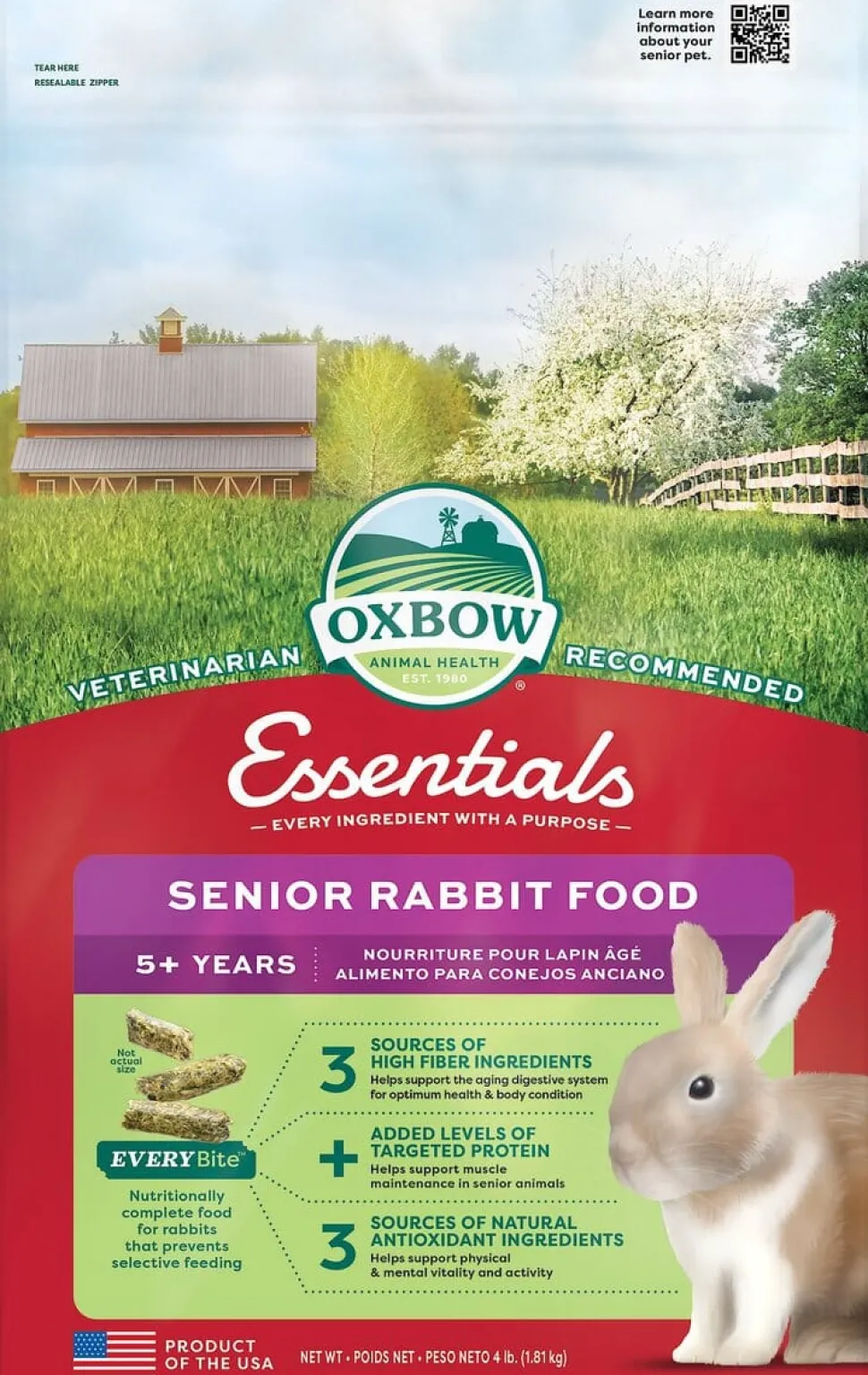 Oxbow Essentials Senior Rabbit Small Animal Food - 8 Lbs