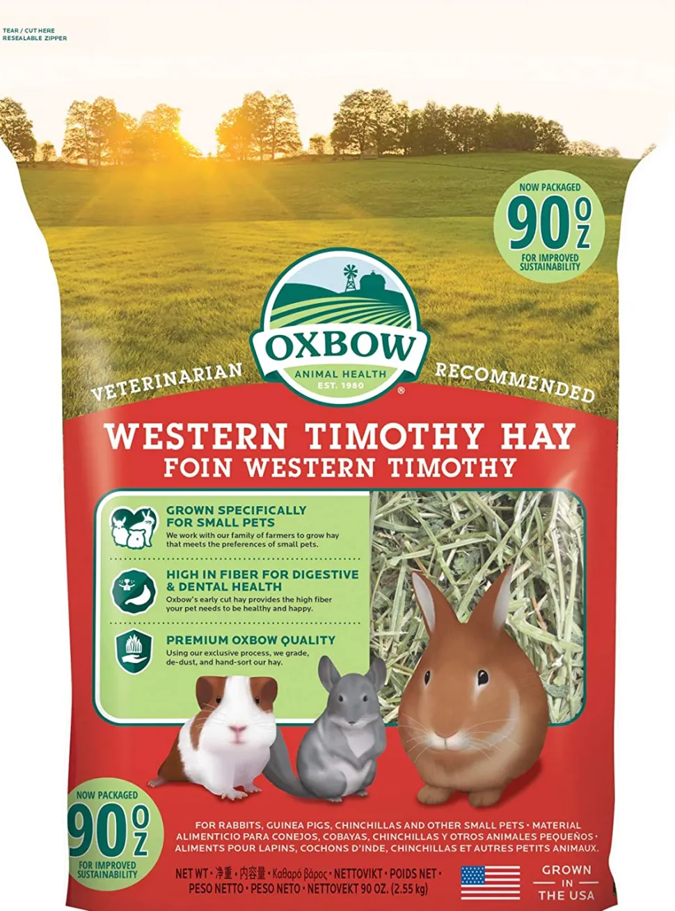 Oxbow Western Timothy Hay Small Animal Hay - 90 oz Bag