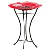 Panacea Products Glass Bird Bath with Stand - Red Poppy - 16 In