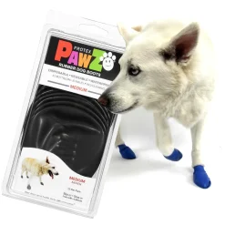 Pawz Waterproof Disposable and Reusable Rubberized Dog Boots - Black - Medium - 12 Pack