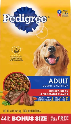 Pedigree Adult Complete Nutrition Grilled Steak and Vegetables Dry Dog Food - 50 lb Bag