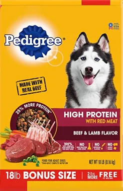 Pedigree Adult High Protein Red Meat Complete Beef and Lamb Dry Dog Food - 16 lb Bag