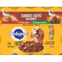 Pedigree Choice Cuts in Gravy Beef and Country Stew Canned Dog Food - Variety Pack - 13.2 Oz - 12 Count