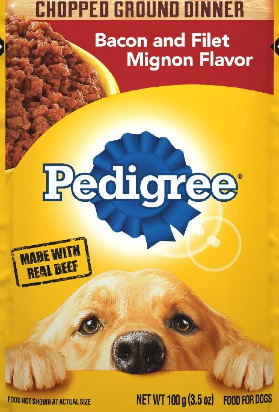 Pedigree Chopped Ground Dinner Filet Mignon and Bacon Wet Dog Food Pouch - 3.5 Oz - Case of 16