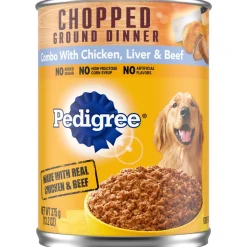 Pedigree Chopped Ground Dinner Chicken Beef and Liver Adult Canned Dog Food - 13.2 Oz - Case of 12